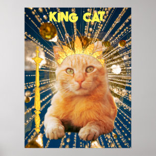 King Cat Funny Poster Pet Vets & Animal Groomer