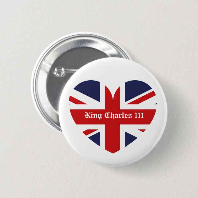 King Charles 111 England Flag Button (Vorne & Hinten)