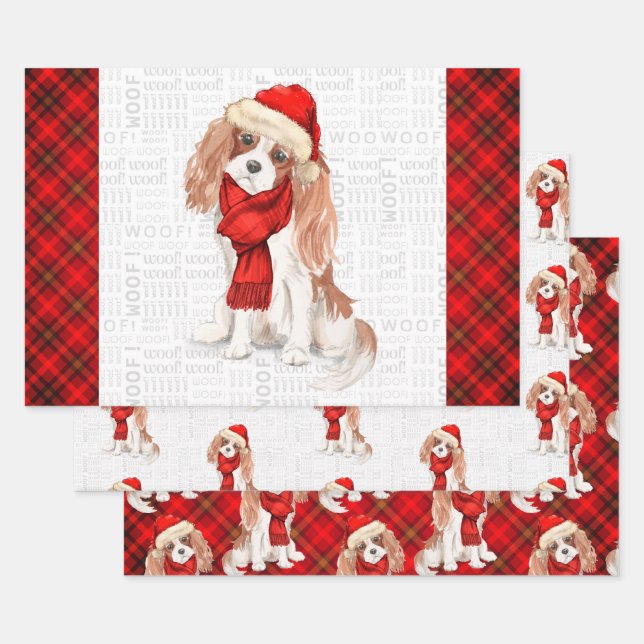King Charles Cavalier Spaniel Christmas Dog Karier Geschenkpapier Set (Set)