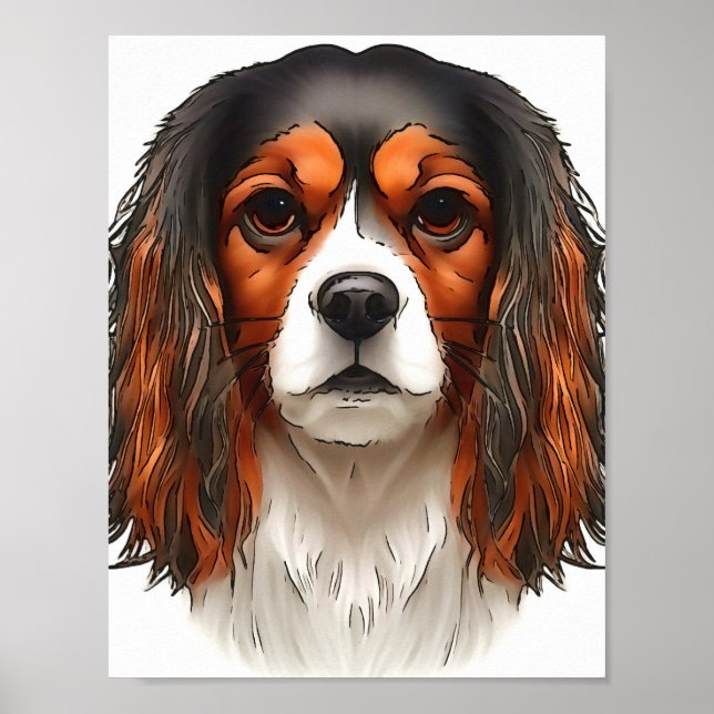 King Charles Cavalier Spaniel Pet Portrait Poster (Vorne)