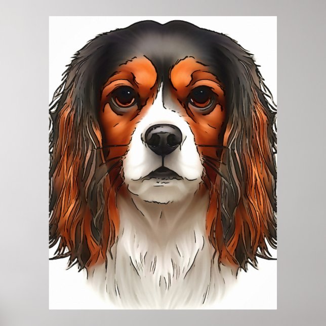 King Charles Cavalier Spaniel Pet Portrait Poster (Vorne)