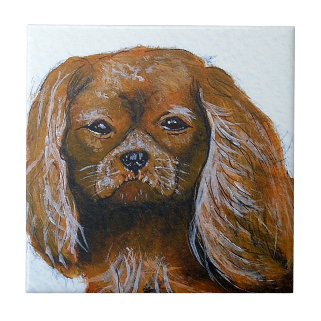 King Charles Cavalier Spaniel Red Fliese (Vorderseite)