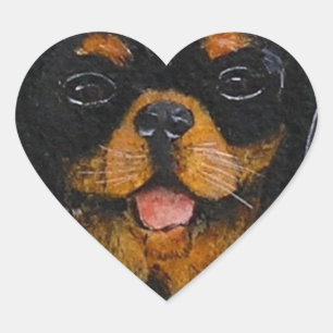 King Charles Cavalier Spaniel schwarz und braun Herz-Aufkleber