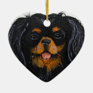 King Charles Cavalier Spaniel schwarz und braun Keramik Ornament