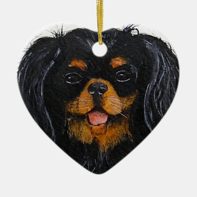 King Charles Cavalier Spaniel schwarz und braun Keramik Ornament (Vorne)