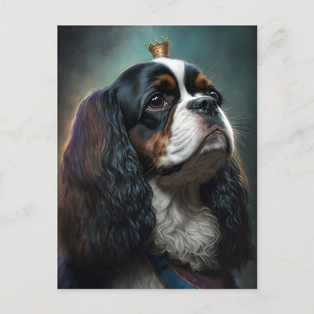 King Charles Cavalier Spaniel w/Crown Postcard 2 Postkarte (Vorderseite)