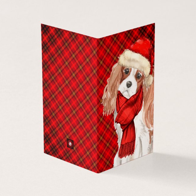 King Charles Christmas Dog Red Kariert Holiday (Vorderseite)
