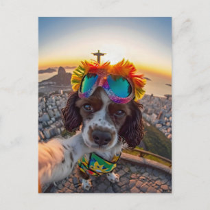 King Charles Cocker Spaniel in Brasilien Feiertagspostkarte
