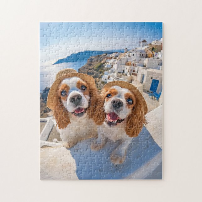 King Charles Cocker Spaniel in Santorini Puzzle (Vertikal)