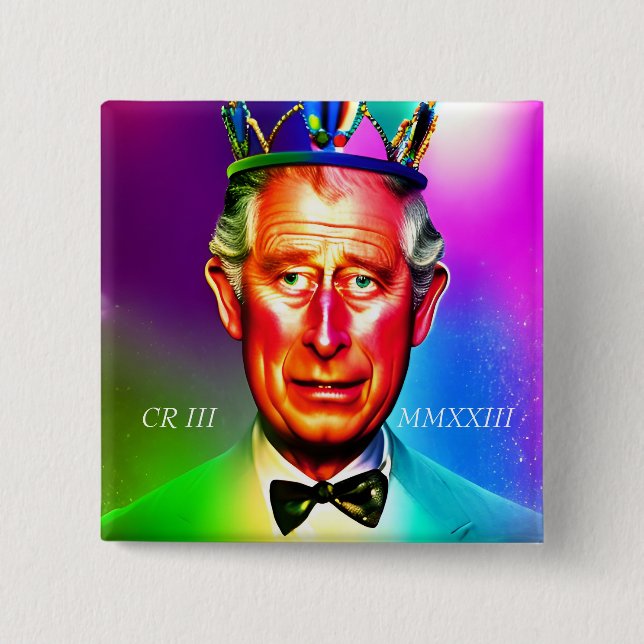 King Charles III 15 cm Square Abzeichen Button (Vorderseite)