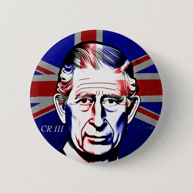 King Charles III 6 Cm Round Abzeichen Button (Vorderseite)