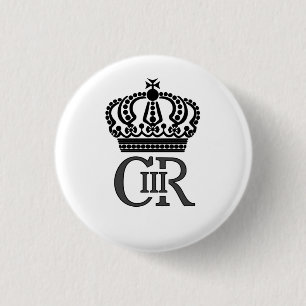 King Charles III Abzeichen mit Chiffre und Krone Button