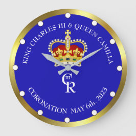  King Charles III and Queen Consort Camilla  Clock Große Wanduhr