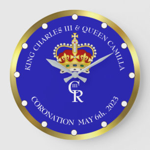  King Charles III and Queen Consort Camilla  Clock Große Wanduhr