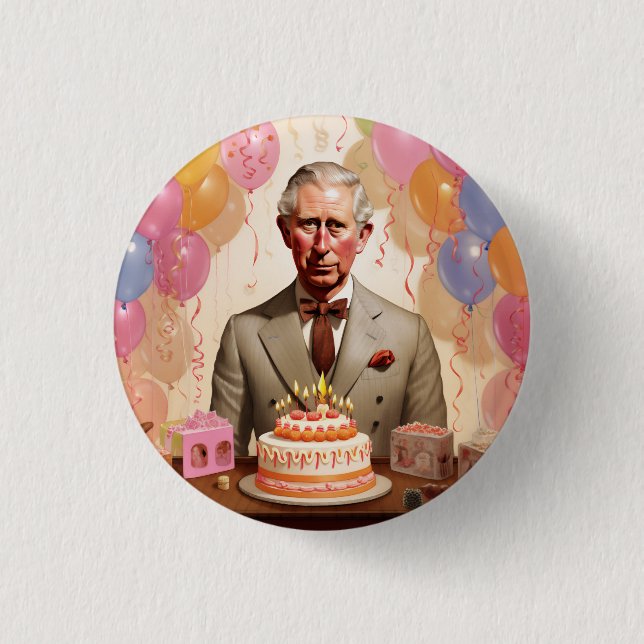 King Charles III Birthday Party Button (Vorderseite)