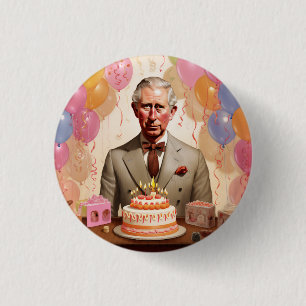 King Charles III Birthday Party Button