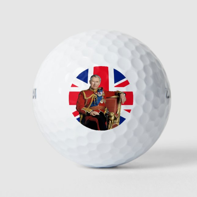 King Charles III Britische Flagge Red White Golfball (Vorderseite)