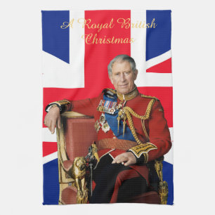 King Charles III Britische Flagge Weihnachtsgrüße Geschirrtuch