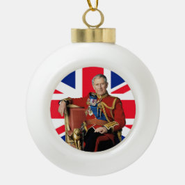 King Charles III Britische Flagge Weihnachtsgrüße Keramik Kugel-Ornament