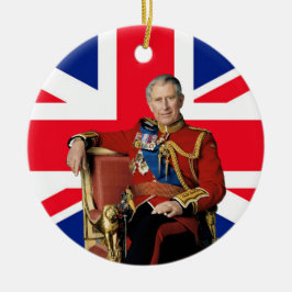 King Charles III Britische Flagge Weihnachtsgrüße Keramik Ornament
