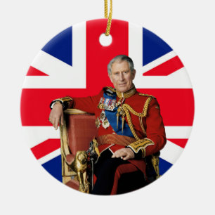 King Charles III Britische Flagge Weihnachtsgrüße Keramik Ornament