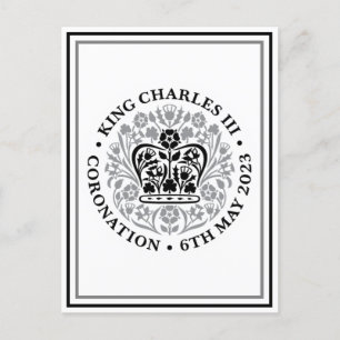 King Charles III British Coronation Emblem Postkarte
