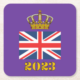 King Charles III Coronation 2023 Britische Krone Rechteckiger Pappuntersetzer