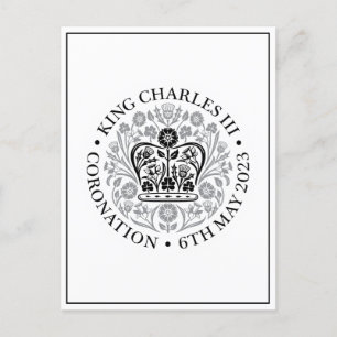 King Charles III Coronation Black Logo Souvenir Postkarte