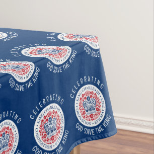 KING CHARLES III Coronation Blue Souvenir Tischdecke