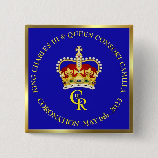 King Charles III Coronation Celebration 15 Cm Squa Button (Vorderseite)