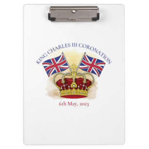 King Charles III Coronation Crown and Flags Klemmbrett