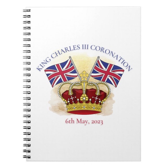 King Charles III Coronation Crown and Flags Notizblock (Vorderseite)