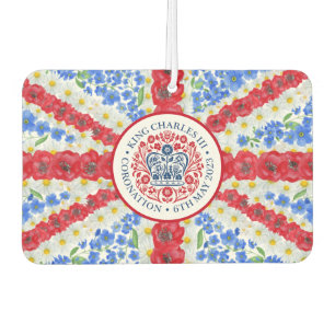 King Charles III Coronation Emblem Floral UK Flagg Autolufterfrischer