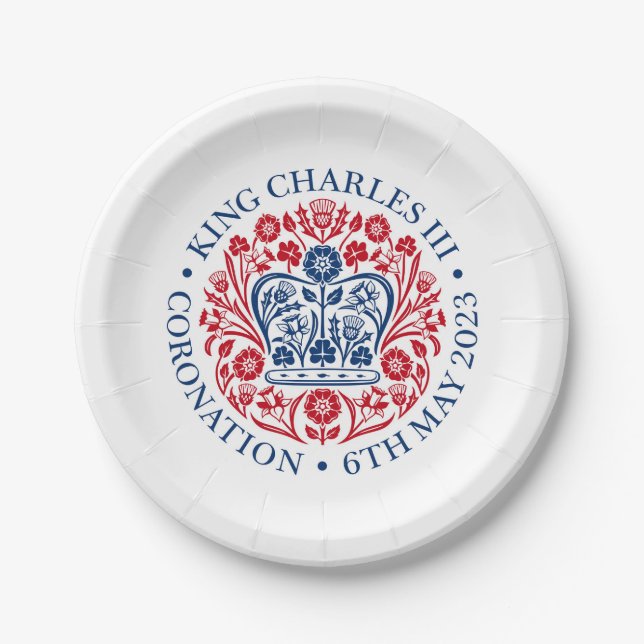 King Charles III Coronation Emblem Paper Plate Pappteller (Vorderseite)