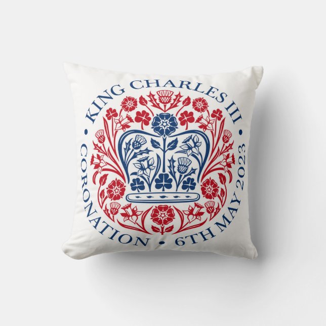 King Charles III Coronation Emblem Square Cushion Kissen (Vorderseite)