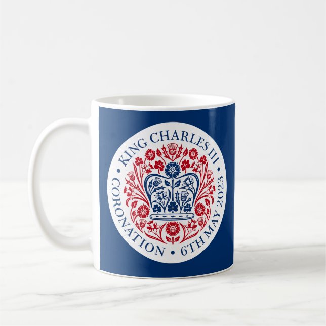 King Charles III Coronation Emblem Tee/Kaffee Tass Kaffeetasse (Links)
