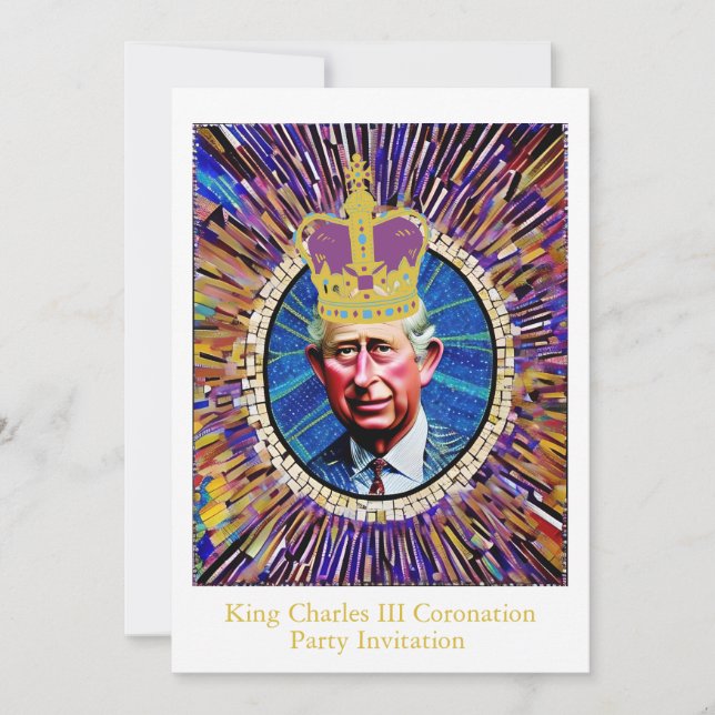 King Charles III Coronation Fun Custom Text Party Einladung (Vorderseite)