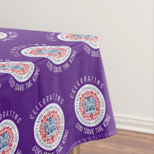 KING CHARLES III Coronation Lila Souvenir Tischdecke