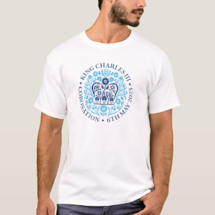 King Charles III Coronation Logo in blau T-Shirt
