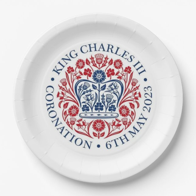 King Charles III Coronation Logo Pappteller (Vorderseite)