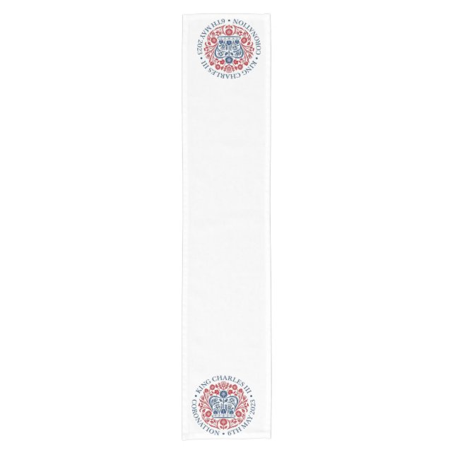 King Charles III Coronation Logo Table Runner Kurzer Tischläufer (Vorderseite)