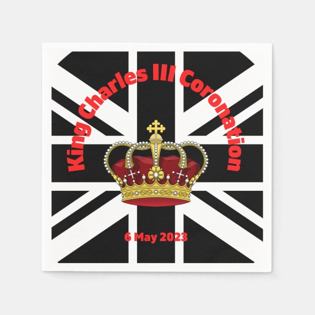 King Charles III Coronation Paper Plate Serviette (Vorderseite)