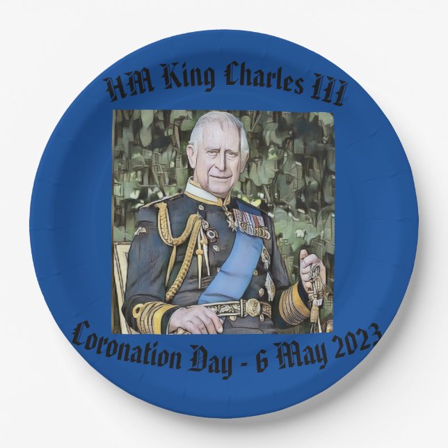 King Charles III Coronation Pappteller (Vorderseite)