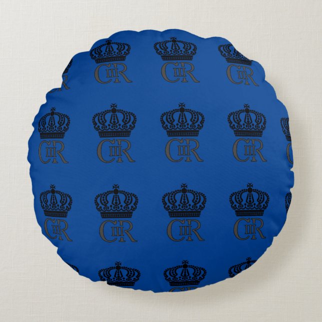 King Charles III Coronation Rundes Kissen (Vorderseite)