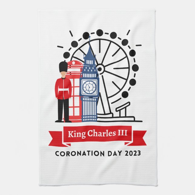 King Charles III Coronation Teetuch Geschirrtuch (Vertikal)