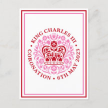 King Charles III Coronblem Logo Rot Rosa
