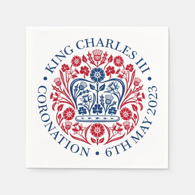 King Charles III Coronblem Papier Napkins Serviette (Vorderseite)