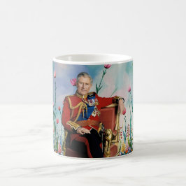 King Charles III mit Spring Garden Hintergrund Kaffeetasse
