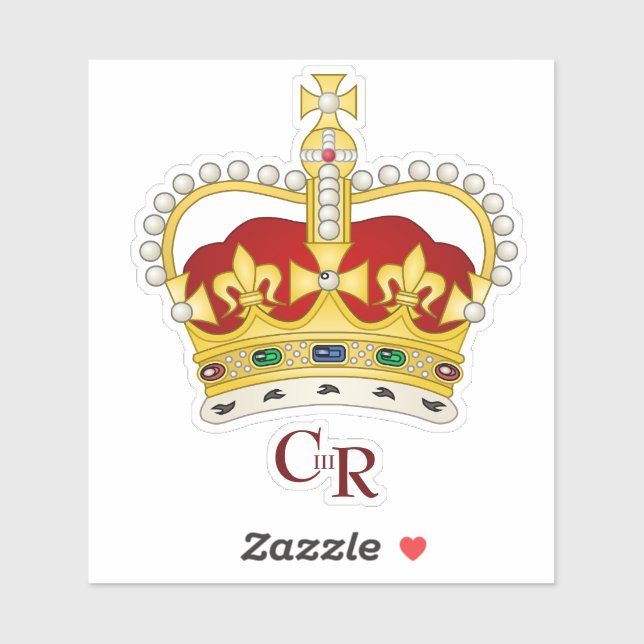 King Charles III Monogram & Crown Vinyl Sticker (Blatt)