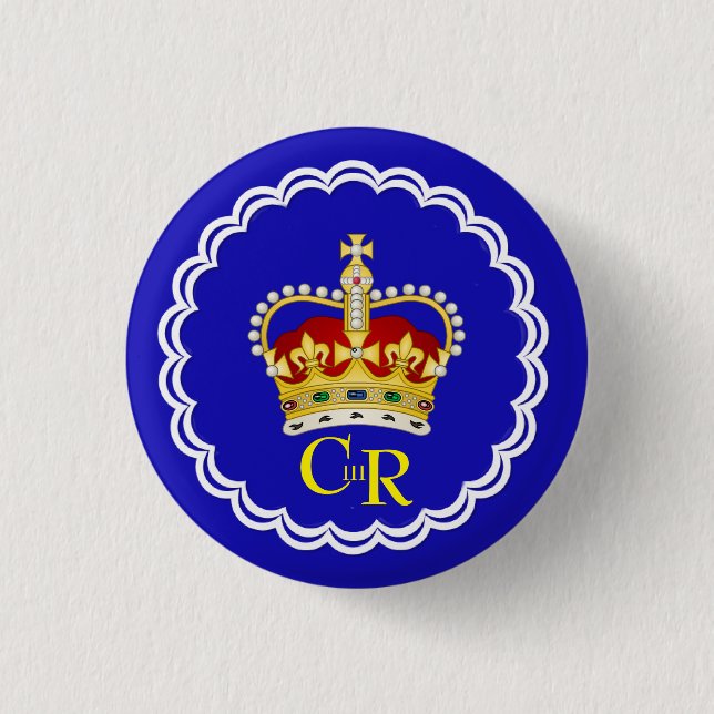 King Charles III Monogram und Crown Button (Vorderseite)